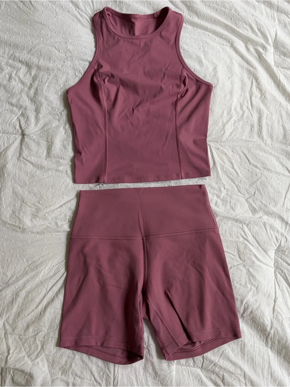 Lululemon Muted Pink Align Biker Shorts + Tank Top Athletic Workout Set Size 6